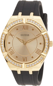 GUESS Blue + Rose Gold-Tone Crystal Silicone Watch
