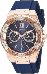 GUESS Women's Stainless Steel + Stain Resistant Silicone Watch with Day + Date Functions